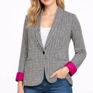 Hatley Black and White Herringbone Relaxed Blazer